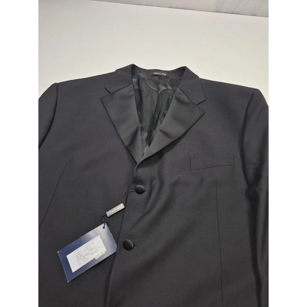 Roberto Zanieri Tuxedo Suit Jacket Men's 46R Black Super 100s Wool Italy NWT